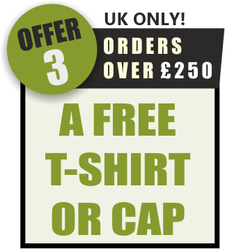 Offer 3 - Orders over £250 - A free t-shirt or cap